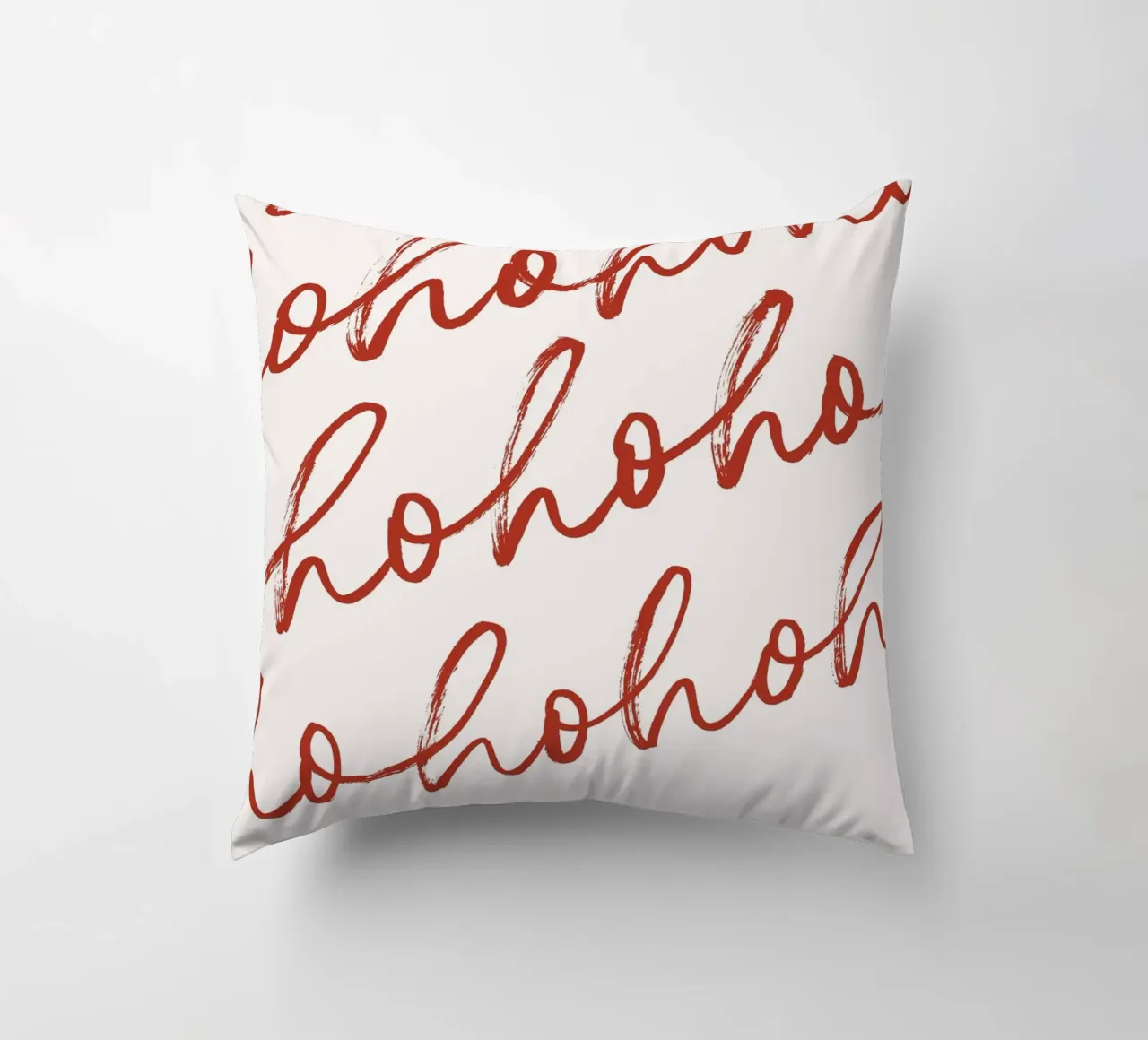 Hohoho Christmas Script - Festive Red Pattern Art Print coussin de ClubArt