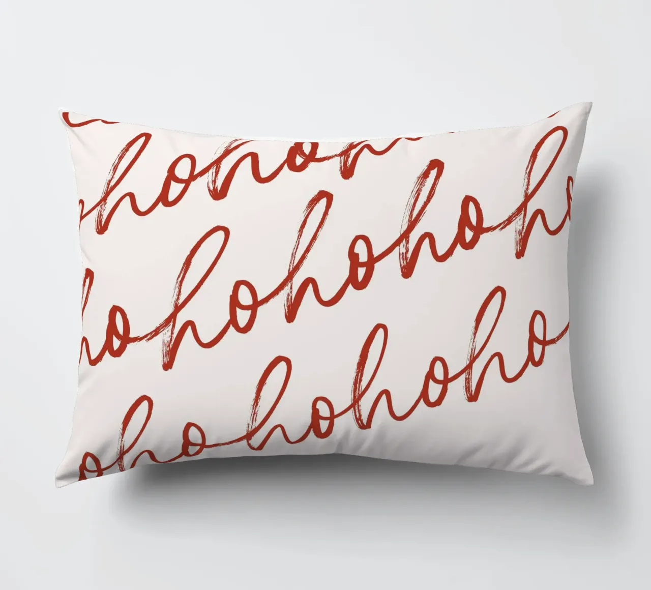 Hohoho Christmas Script - Festive Red Pattern Art Print coussin de ClubArt
