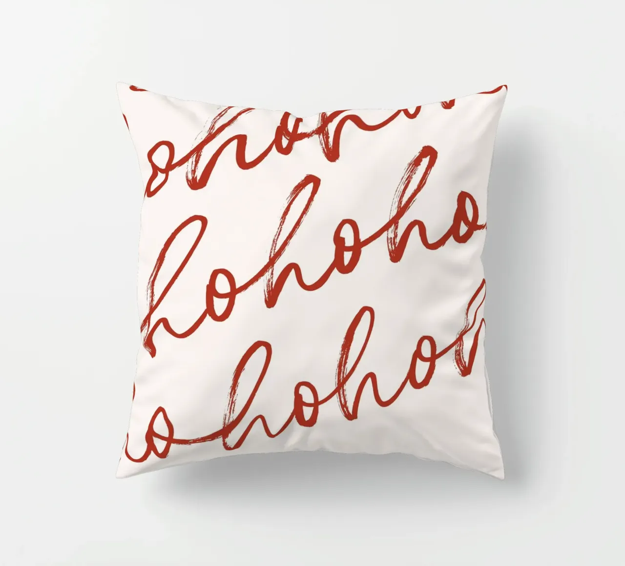 Hohoho Christmas Script - Festive Red Pattern Art Print coussin de ClubArt
