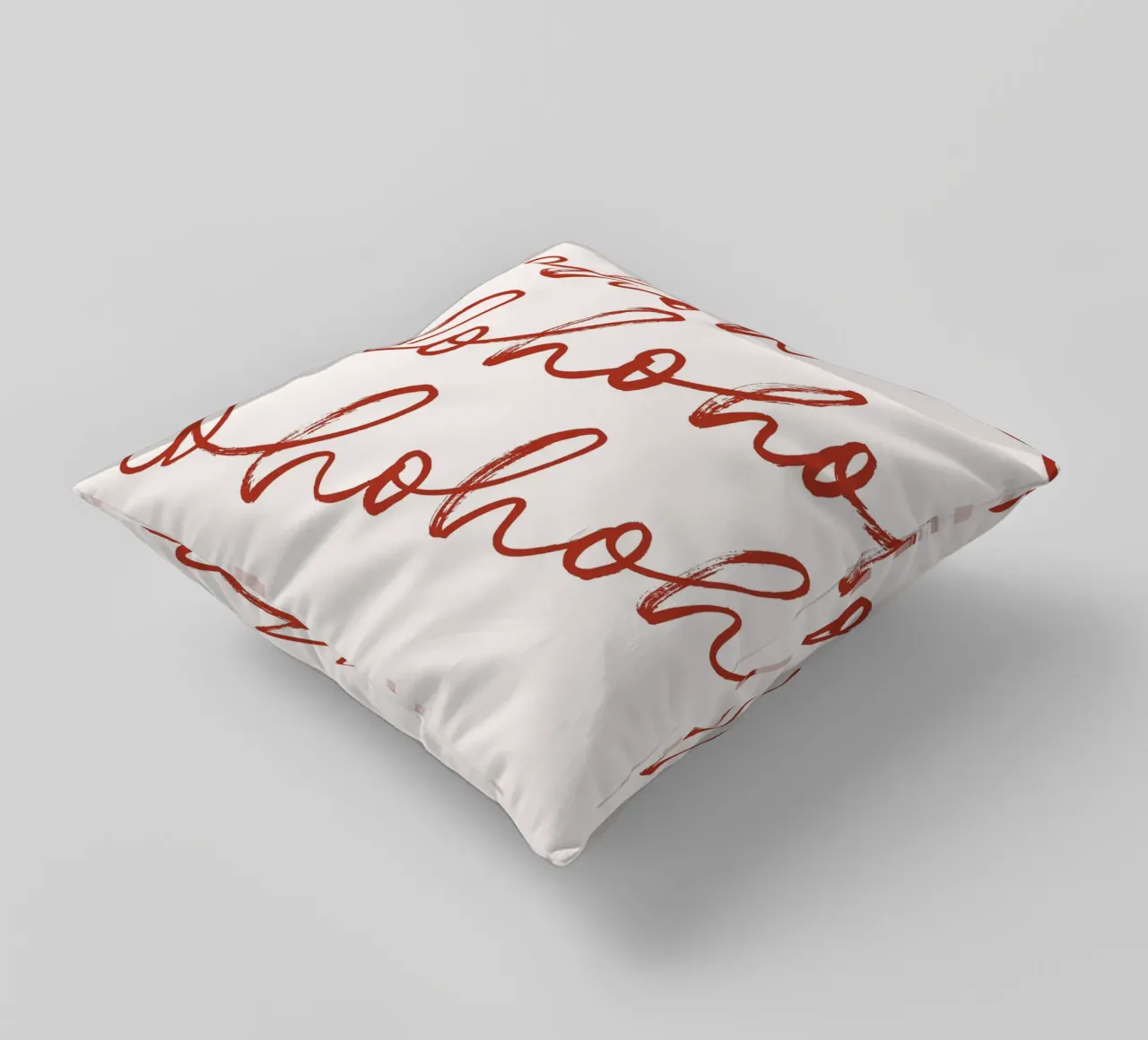Hohoho Christmas Script - Festive Red Pattern Art Print coussin de ClubArt