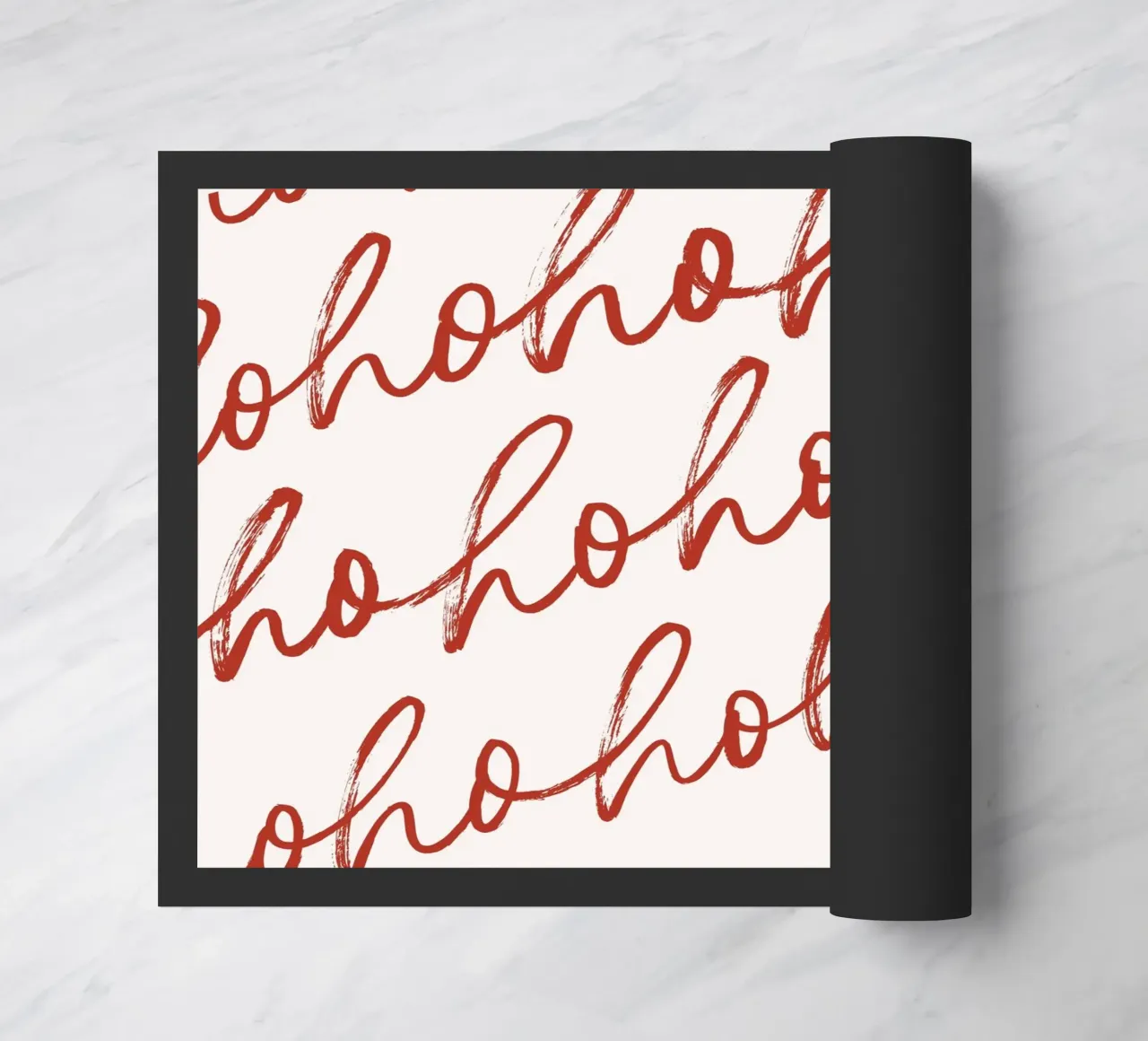 Hohoho Christmas Script - Festive Red Pattern Art Print paillasson de ClubArt