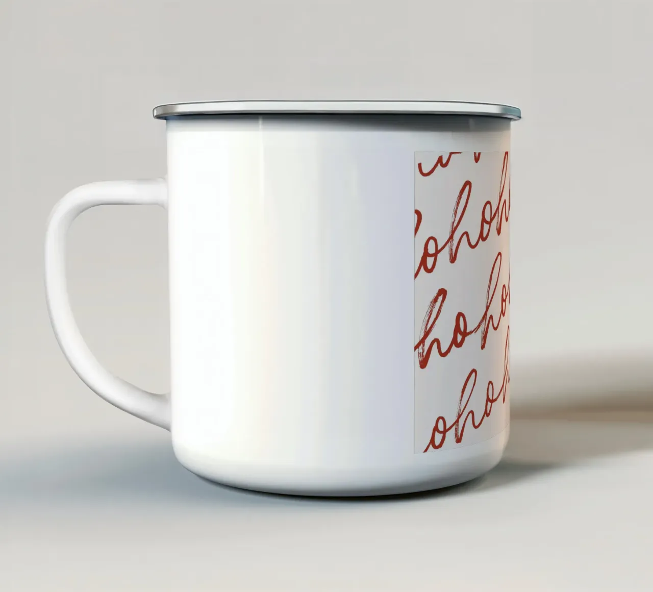 Hohoho Christmas Script - Festive Red Pattern Art Print mug en émail de ClubArt