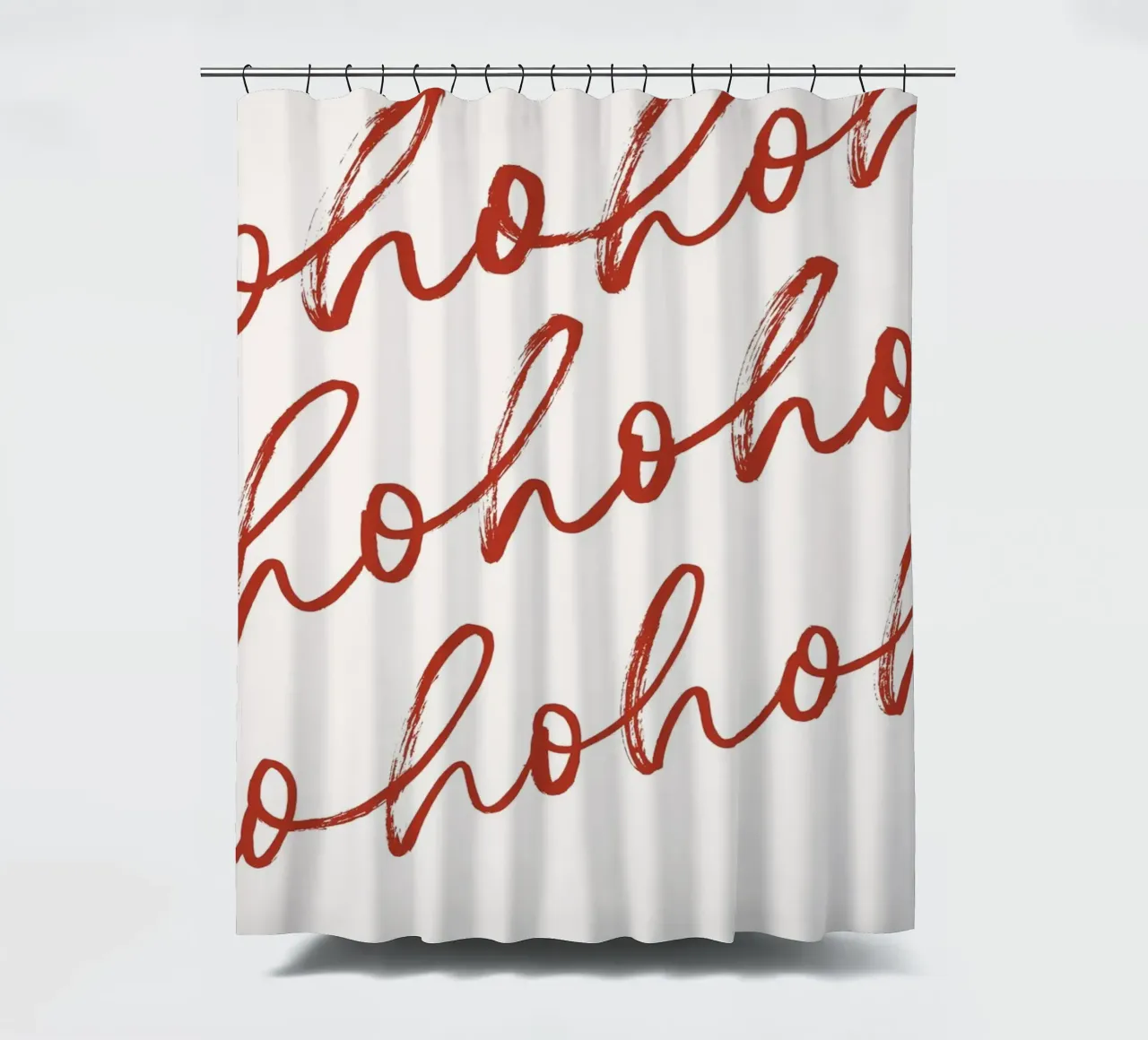 Hohoho Christmas Script - Festive Red Pattern Art Print rideau de douche de ClubArt