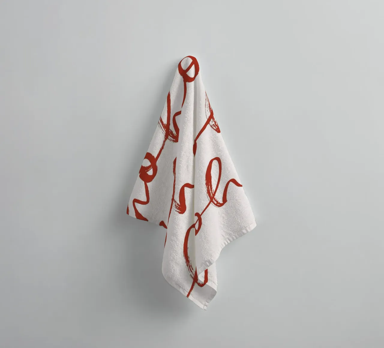 Hohoho Christmas Script - Festive Red Pattern Art Print serviette de bain de ClubArt
