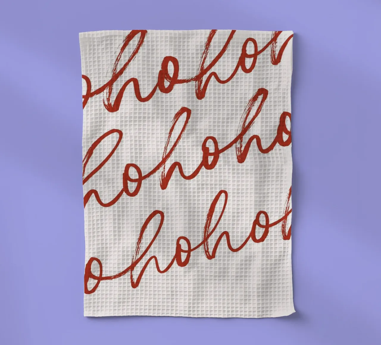 Hohoho Christmas Script - Festive Red Pattern Art Print torchon de ClubArt