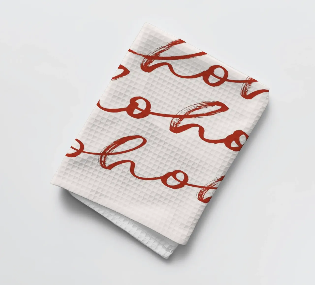 Hohoho Christmas Script - Festive Red Pattern Art Print torchon de ClubArt