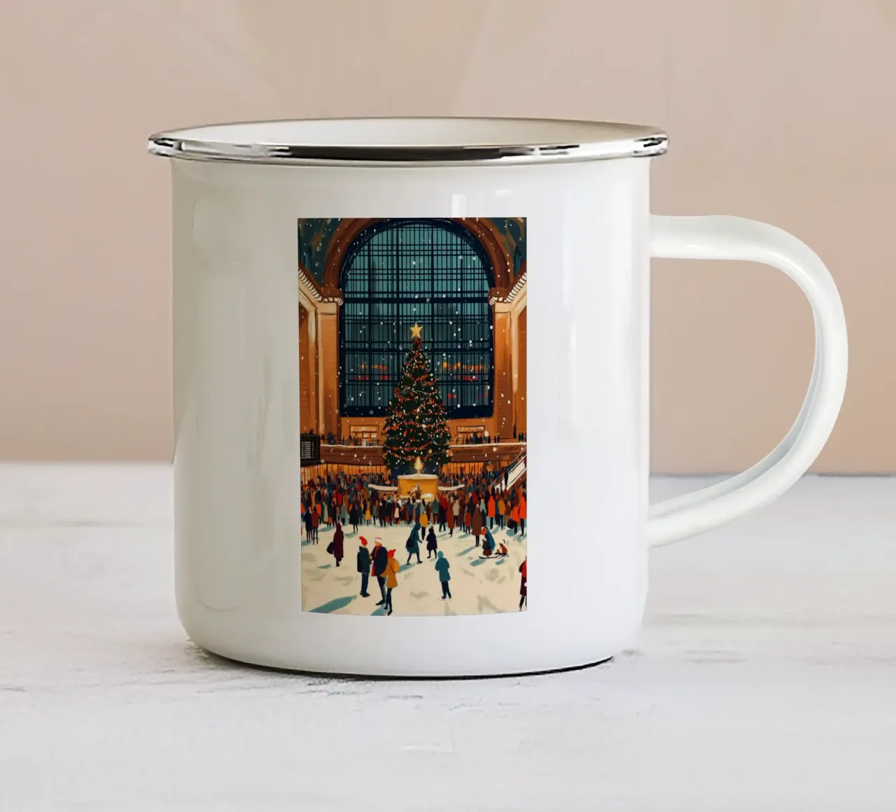 Albero di Natale della Grand Central - Terminal di New York in festa tazza in smalto da ClubArt
