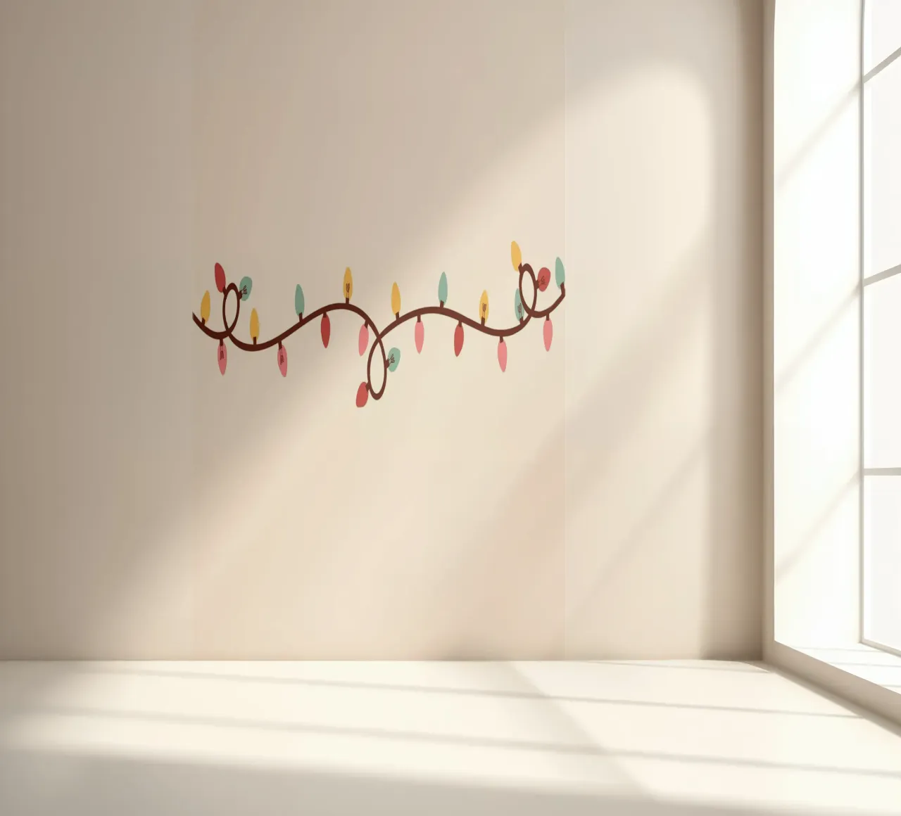 Kleurrijke Vakantielichten - Feestelijke String Light Border Art fotobehang van ClubArt