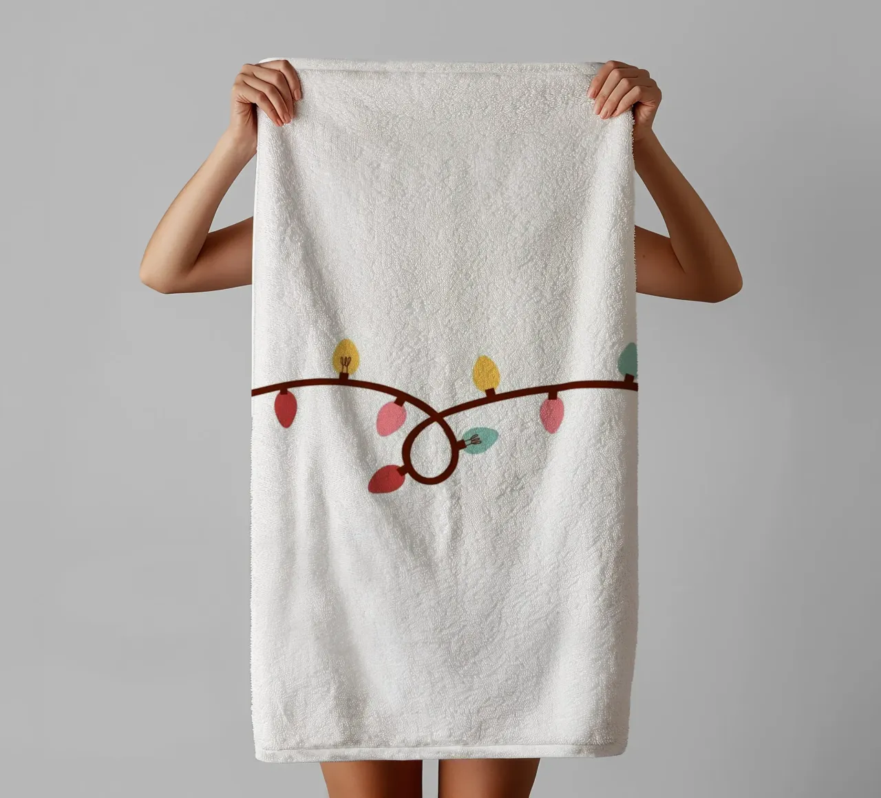 Kleurrijke Vakantielichten - Feestelijke String Light Border Art badhanddoek van ClubArt