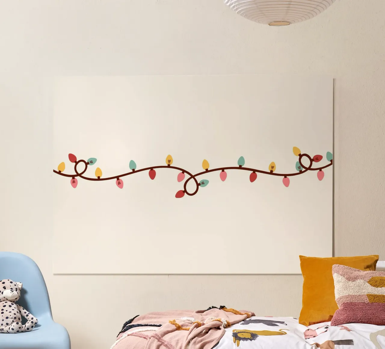 Lumières de Noël colorées - Art de la bordure de la guirlande lumineuse festive poster de ClubArt