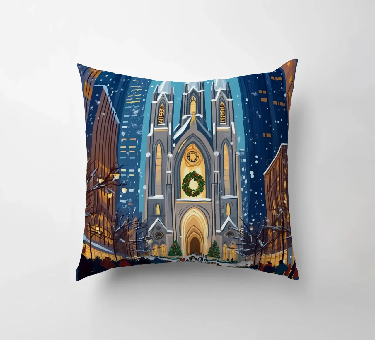 Cattedrale di San Patrizio in festa - Natale innevato a NYC cuscino da ClubArt