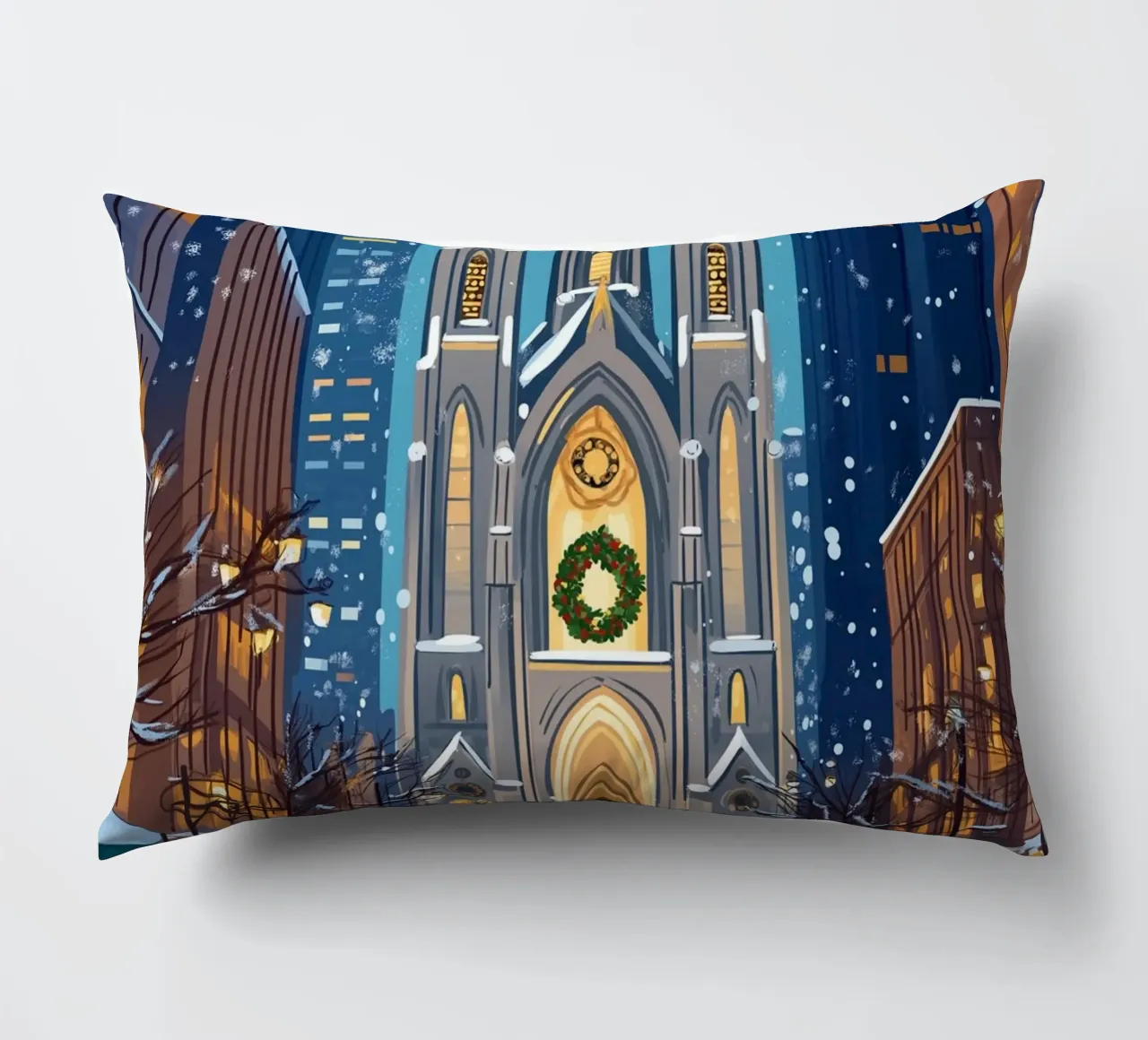 Cattedrale di San Patrizio in festa - Natale innevato a NYC cuscino da ClubArt