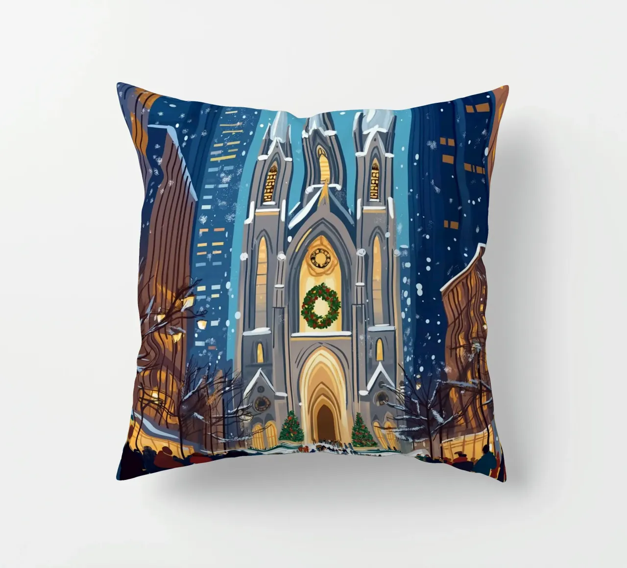 Cattedrale di San Patrizio in festa - Natale innevato a NYC cuscino da ClubArt