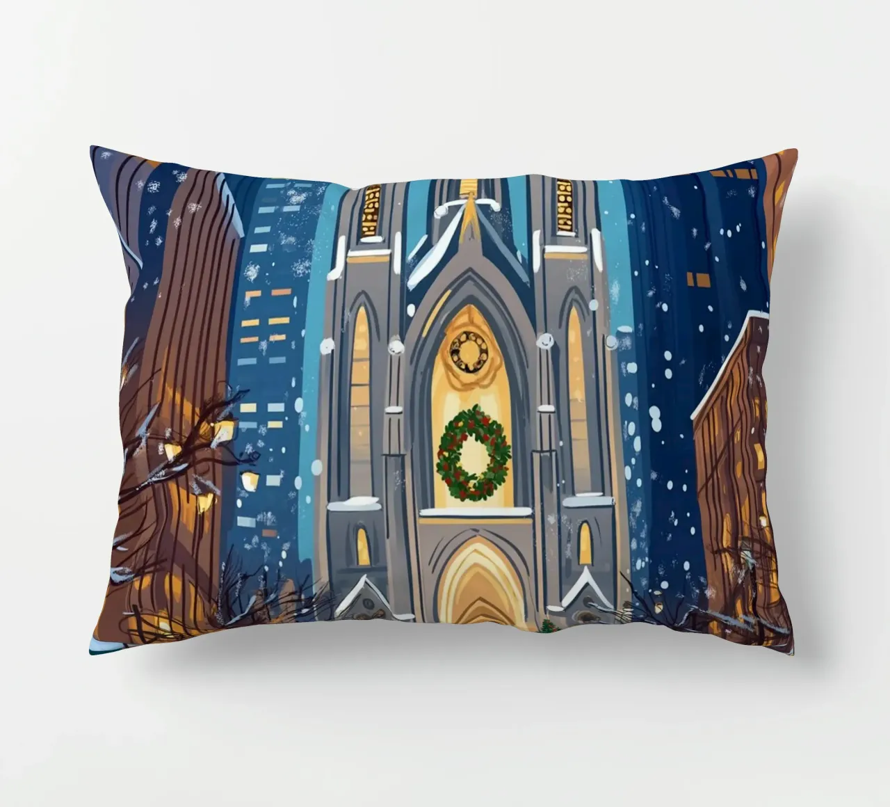 Cattedrale di San Patrizio in festa - Natale innevato a NYC cuscino da ClubArt