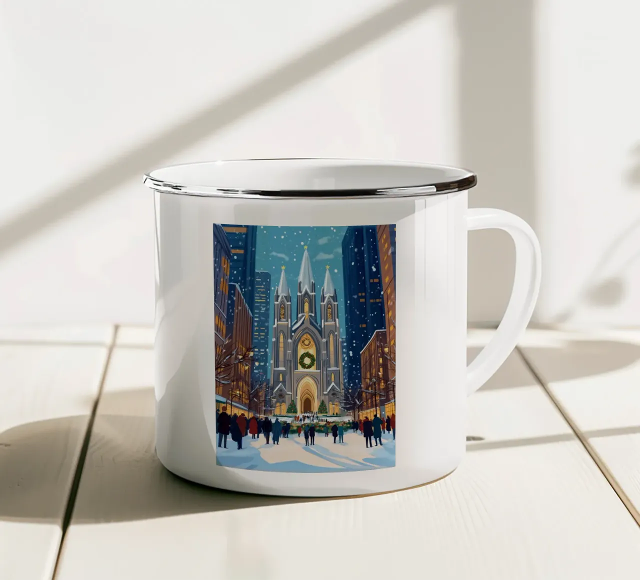 Cattedrale di San Patrizio in festa - Natale innevato a NYC tazza in smalto da ClubArt