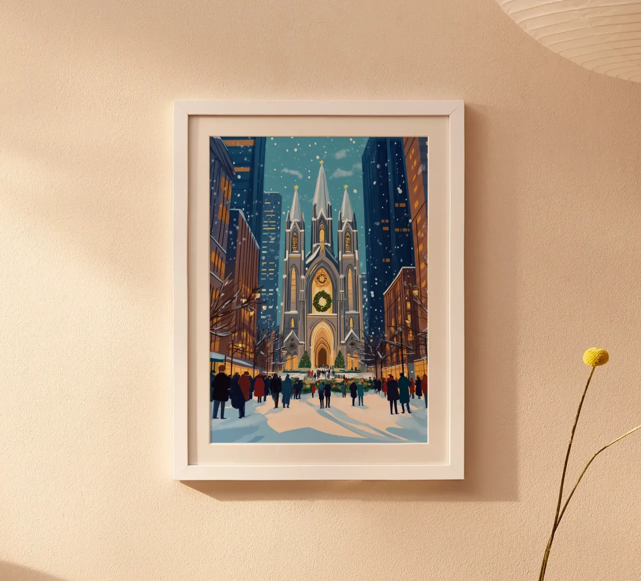 Cattedrale di San Patrizio in festa - Natale innevato a NYC poster con telaio in plastica da ClubArt