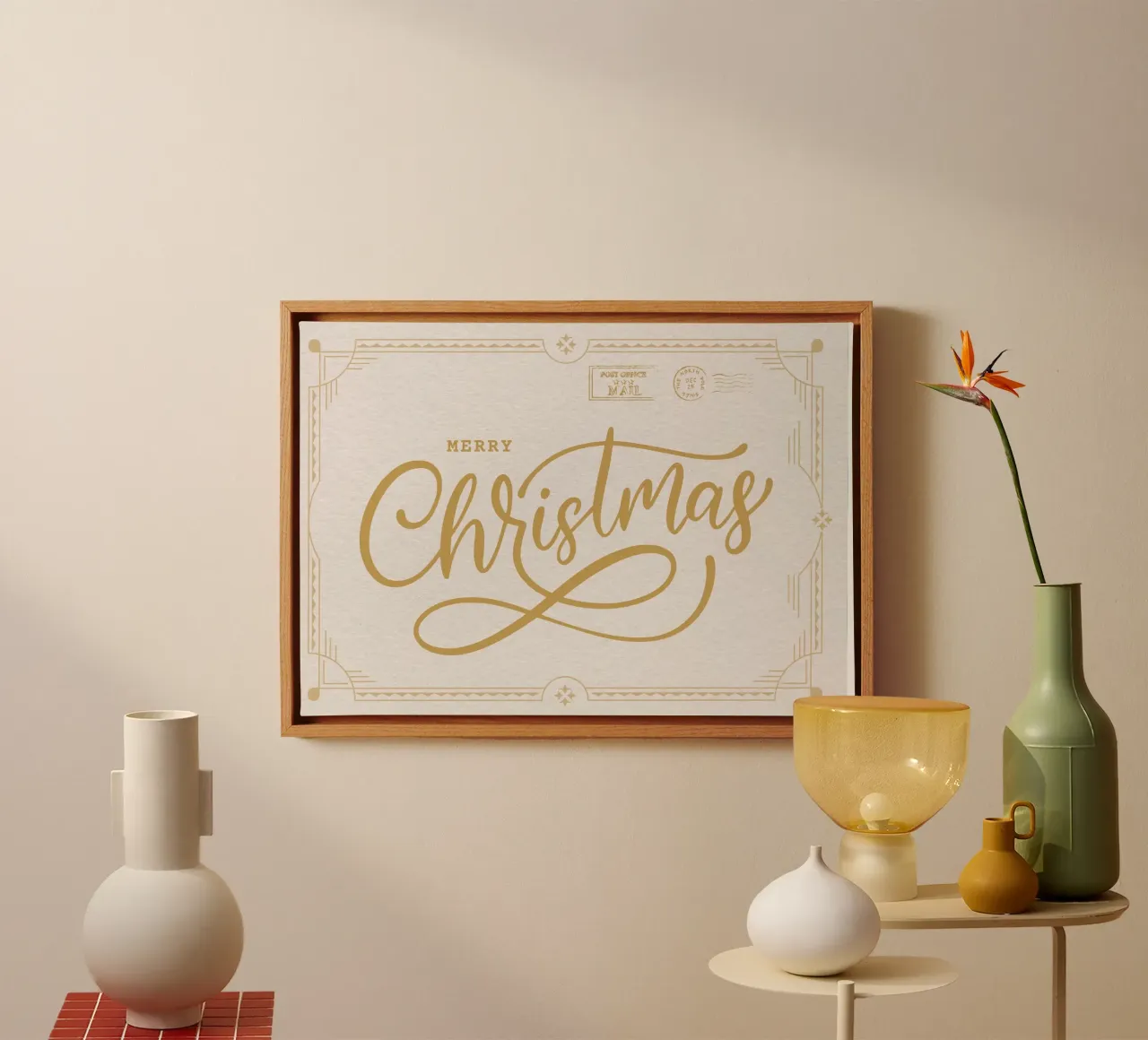 Vrolijk Kerstmis Goud Script - Elegante Vakantie Letter Kunst canvas met Baklijst van ClubArt