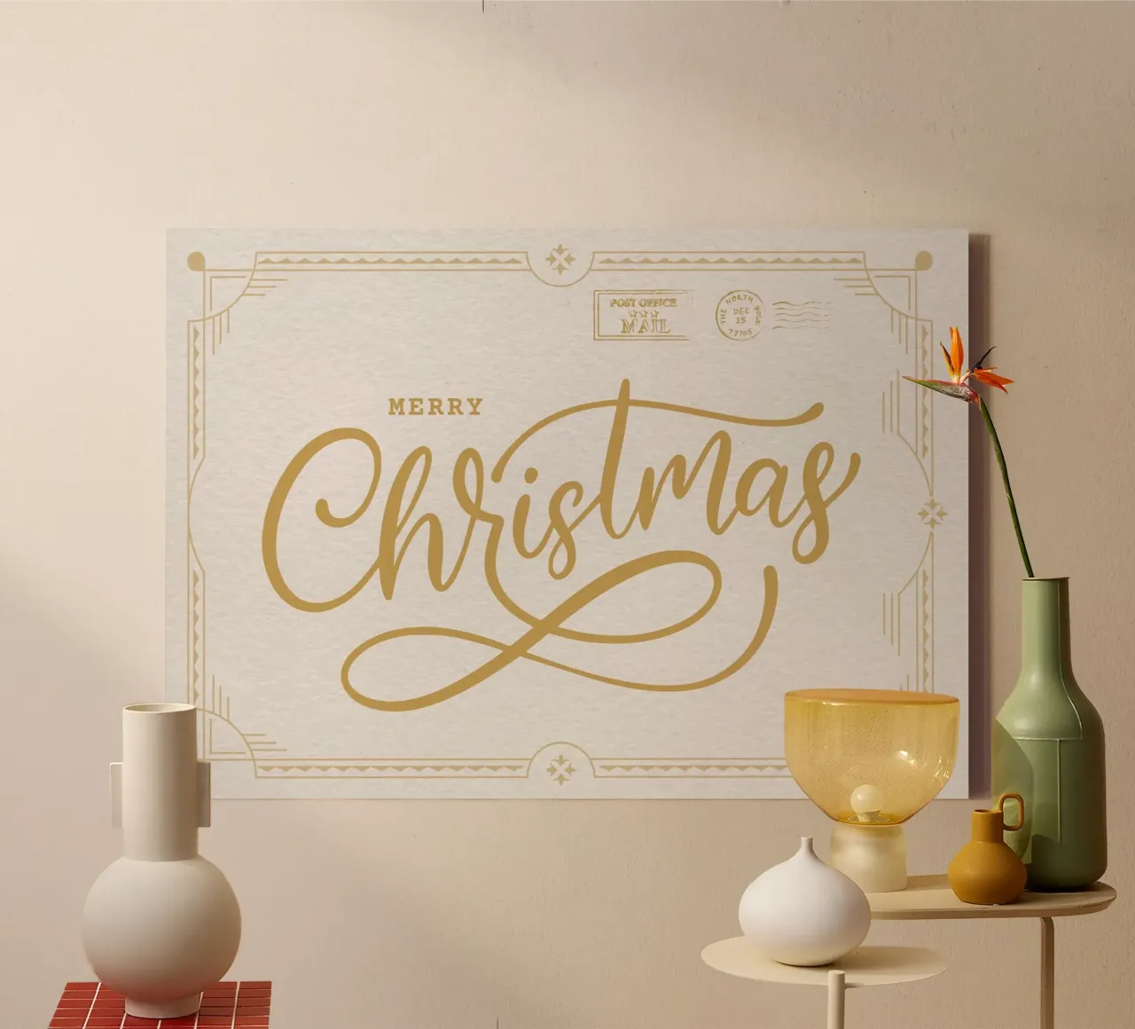 Vrolijk Kerstmis Goud Script - Elegante Vakantie Letter Kunst canvas met Baklijst van ClubArt
