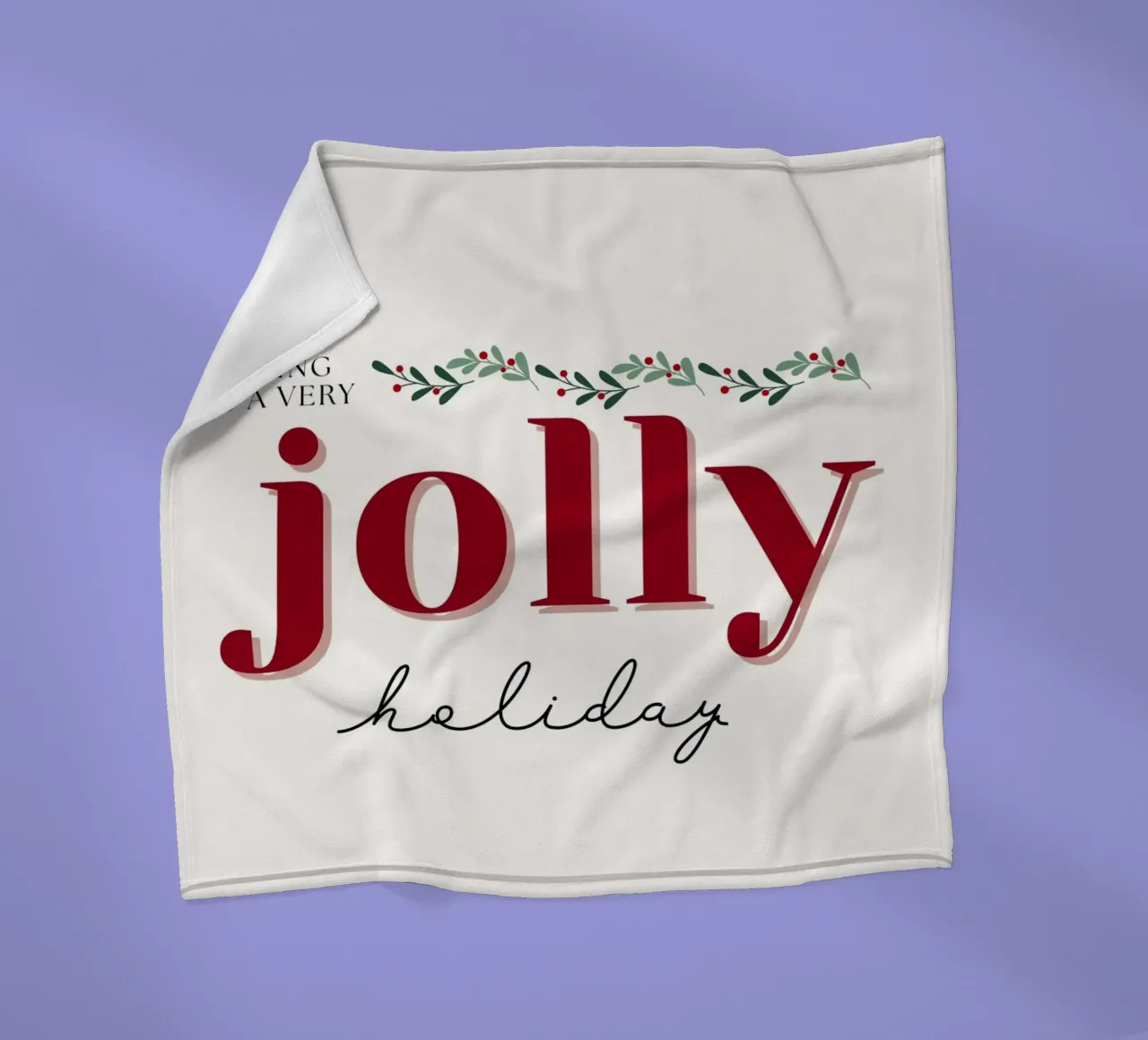 Wishing You a Jolly Holiday - Festive Greeting Print fleece blanket by ClubArt
