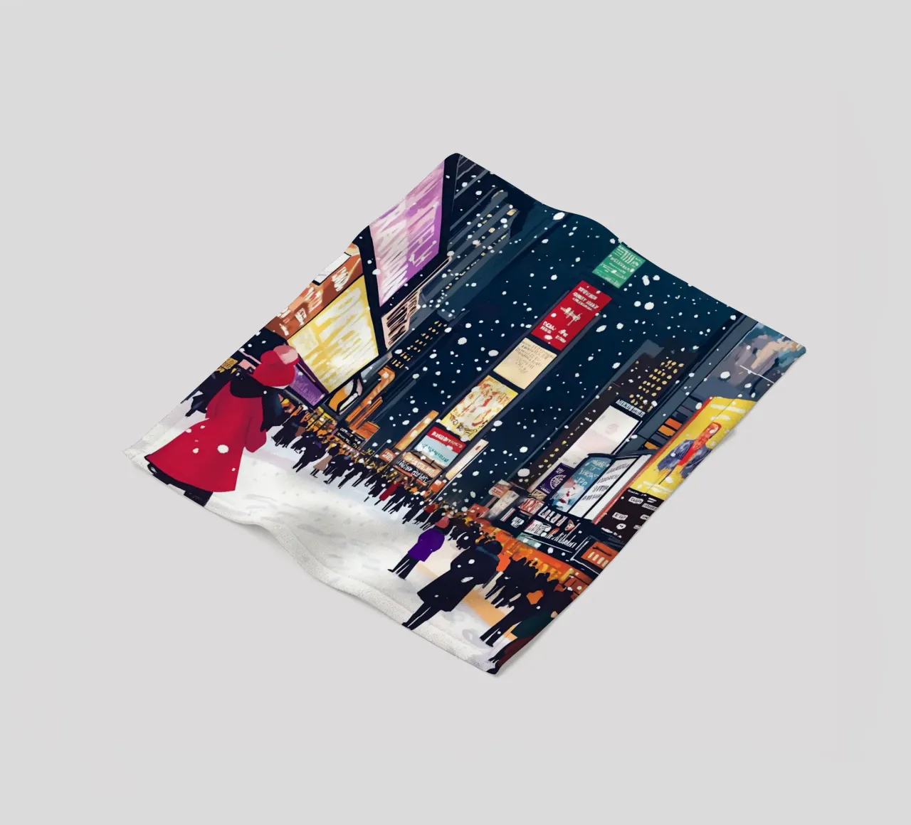 Times Square innevata - Arte invernale di NYC con luci al neon coperta in pile da ClubArt