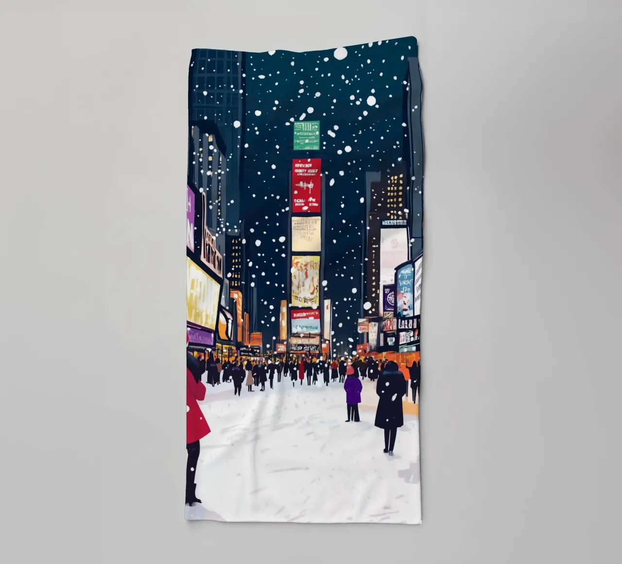 Times Square innevata - Arte invernale di NYC con luci al neon asciugamano da bagno da ClubArt