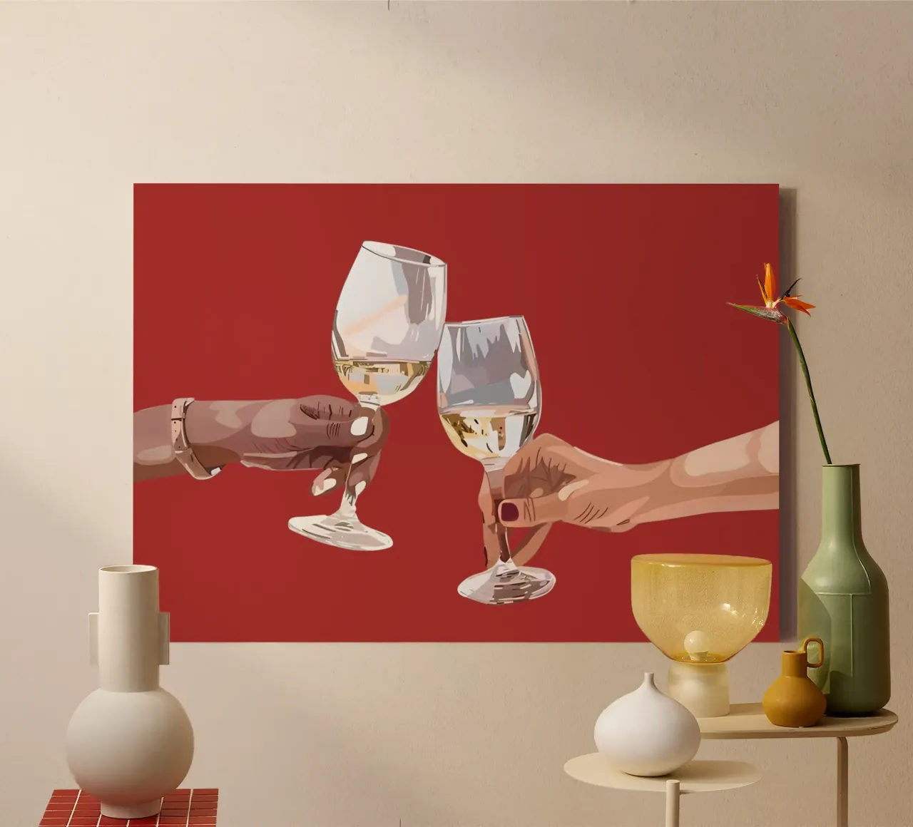 Wine Glass Toast - Celebration Cheers Art Print canvas by ClubArt
