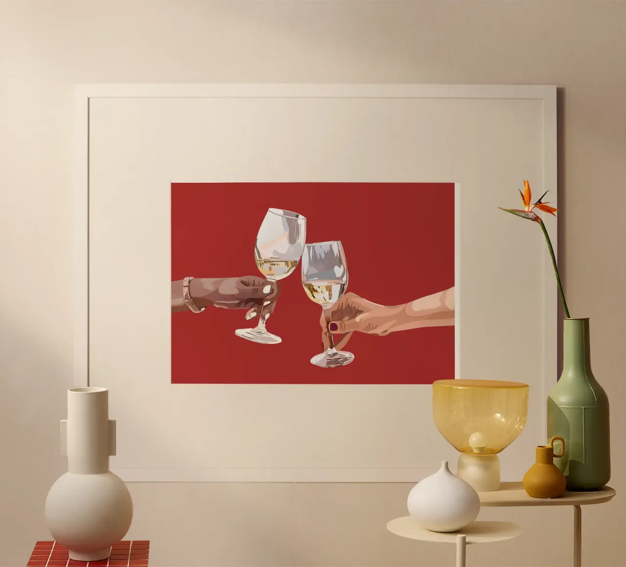 Wijnglas toast - viering proost kunstdruk poster van ClubArt
