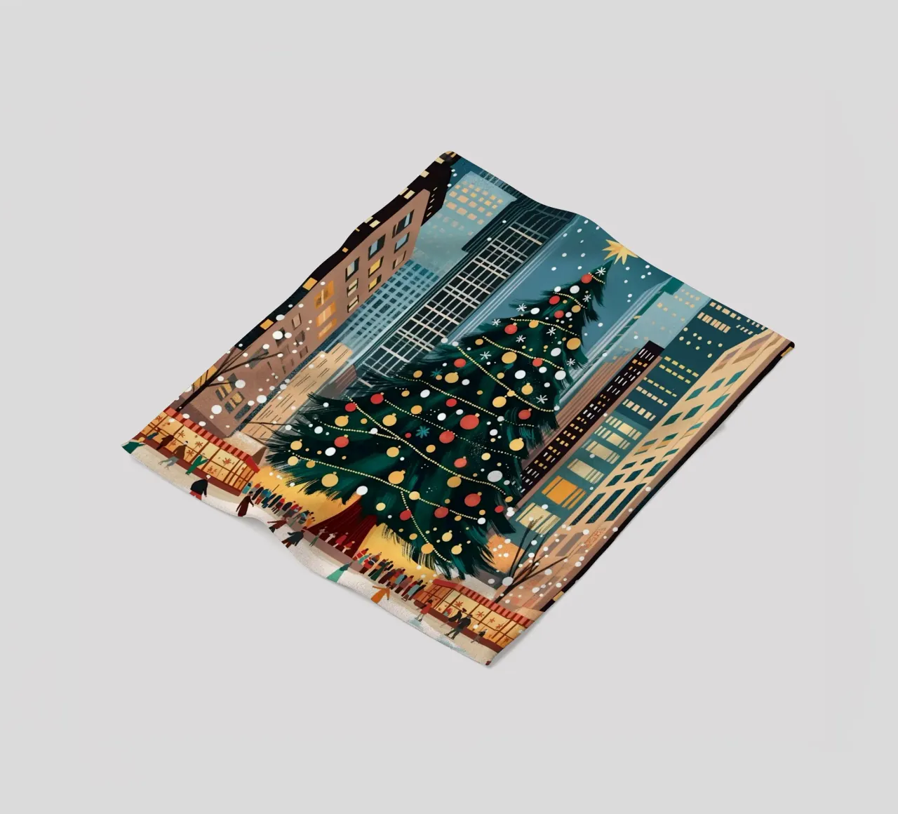 Festliche NYC-Eisbahn - Weihnachtsbaum-Eislaufspaß Fleecedecke von ClubArt