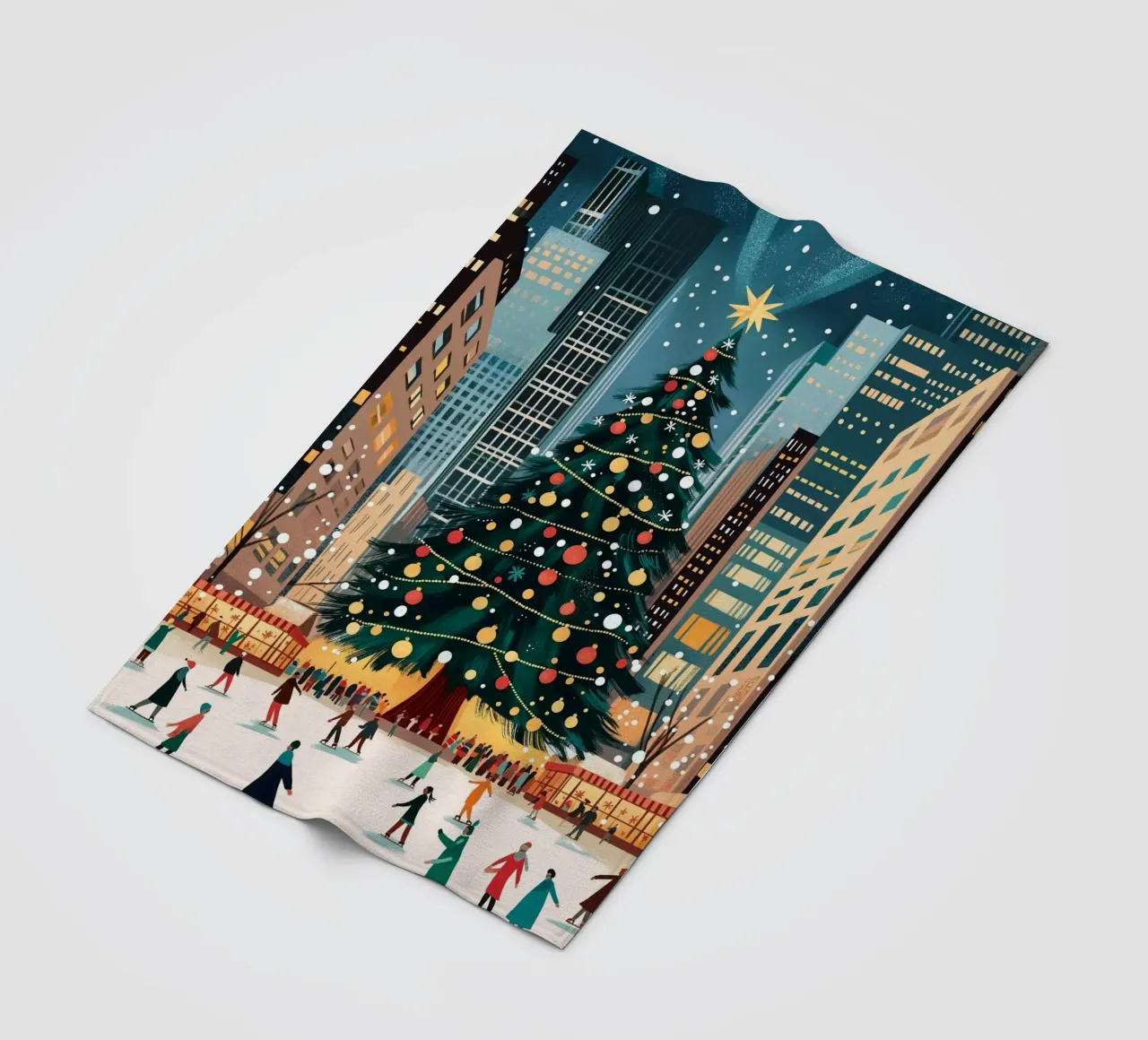 Festliche NYC-Eisbahn - Weihnachtsbaum-Eislaufspaß Fleecedecke von ClubArt