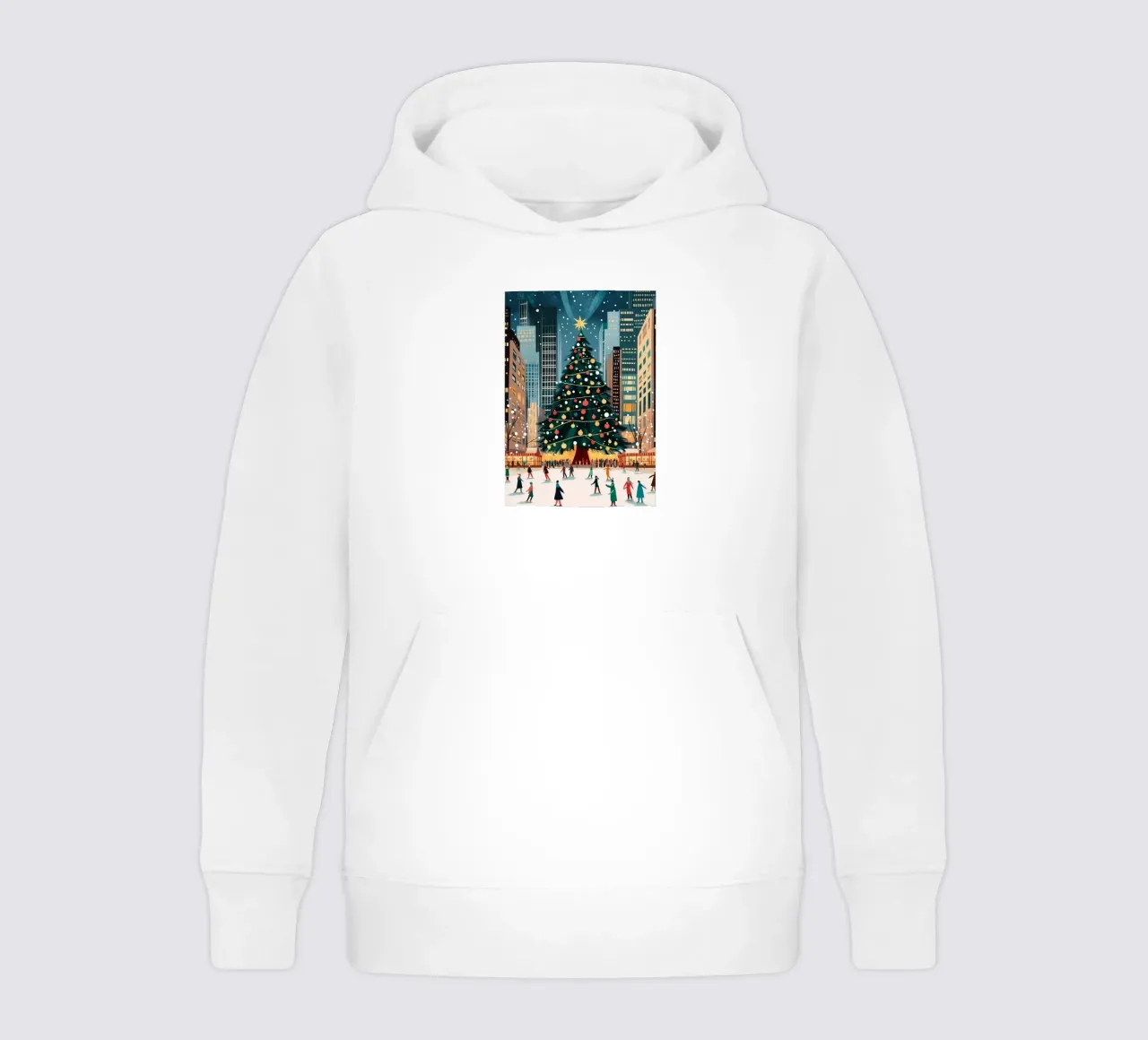 Festive NYC Ice Rink - Christmas Tree Skating Fun kids hoodie by ClubArt