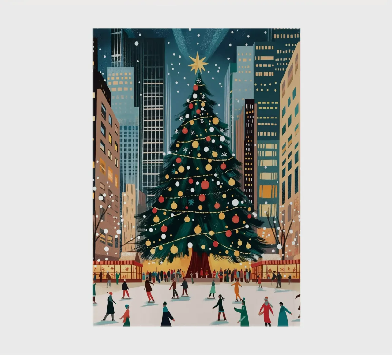 Festive NYC Ice Rink - Christmas Tree Skating Fun notebook by ClubArt