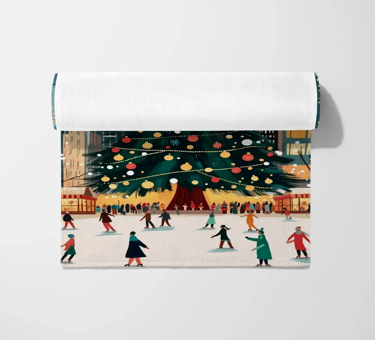 Pista di ghiaccio di NYC - Divertimento sui pattini per l'albero di Natale telo mare da ClubArt