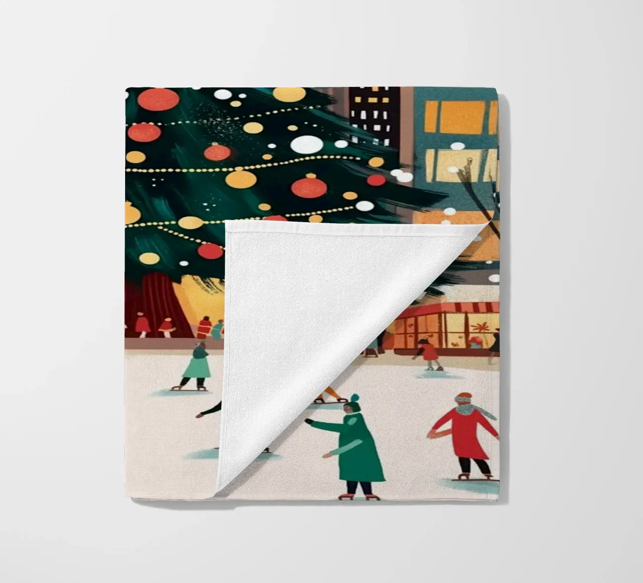 Pista di ghiaccio di NYC - Divertimento sui pattini per l'albero di Natale telo mare da ClubArt