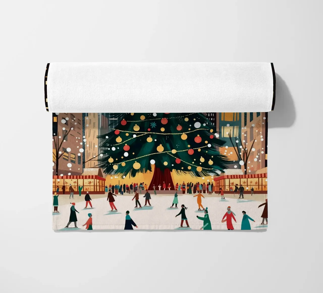 Pista di ghiaccio di NYC - Divertimento sui pattini per l'albero di Natale telo mare da ClubArt