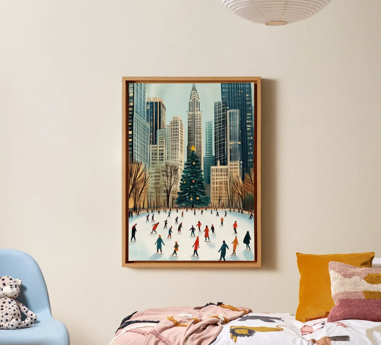 Kerstijsbaan NYC - Feestelijk stadsschaatsen canvas met Baklijst van ClubArt