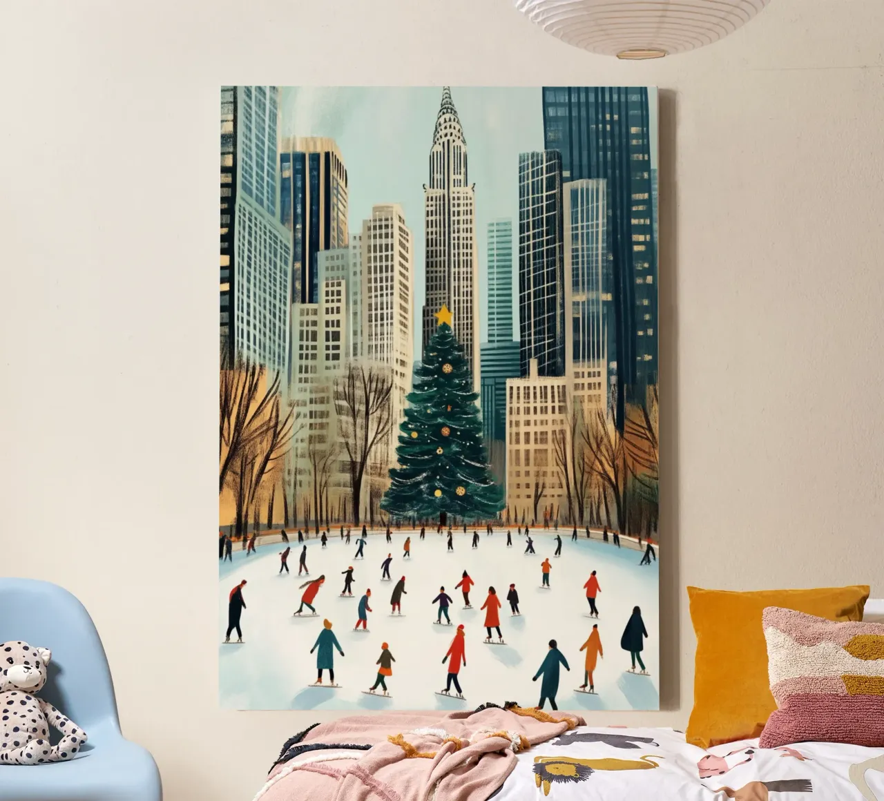 Kerstijsbaan NYC - Feestelijk stadsschaatsen canvas met Baklijst van ClubArt