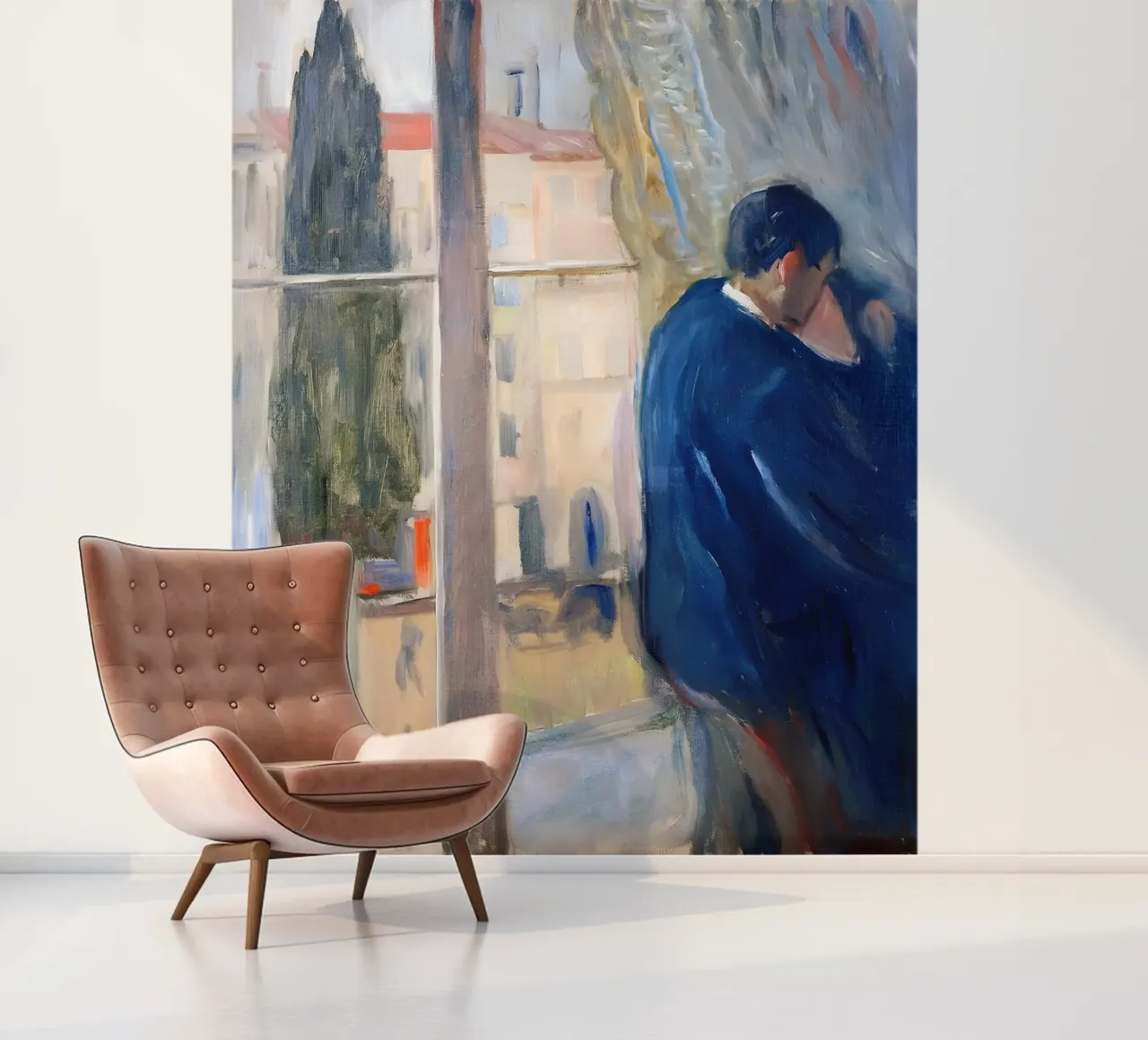 Munch's The Kiss (1892) - Expressionist Couple Embrace photo wallpaper by NorwesClub