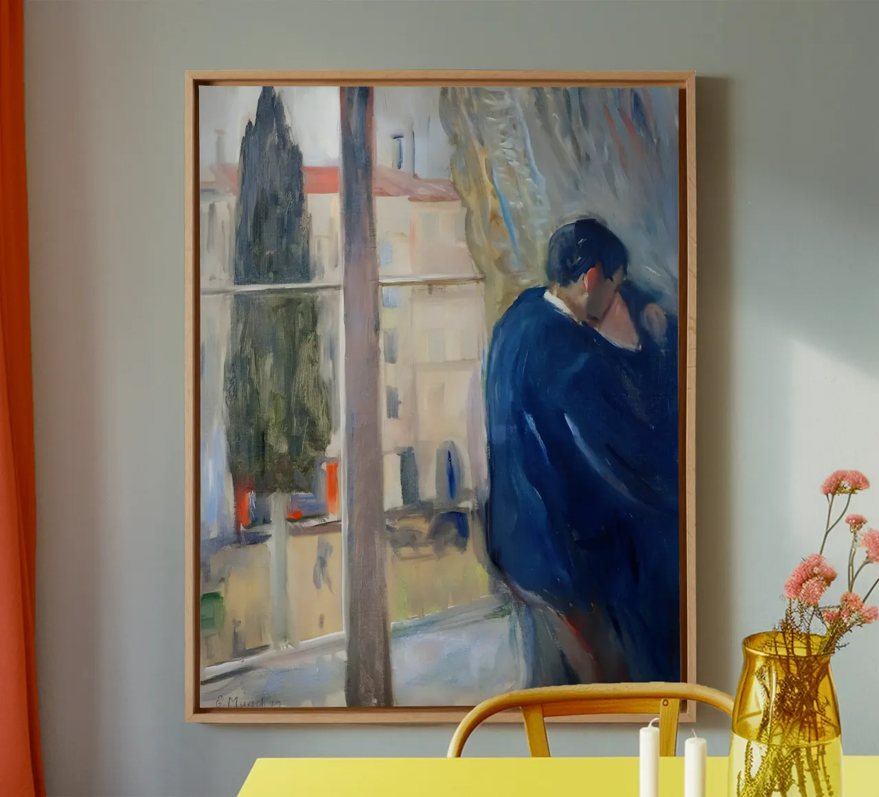 Il bacio di Munch (1892) - Coppia espressionista abbracciata tela con Cornice a cassetta da NorwesClub