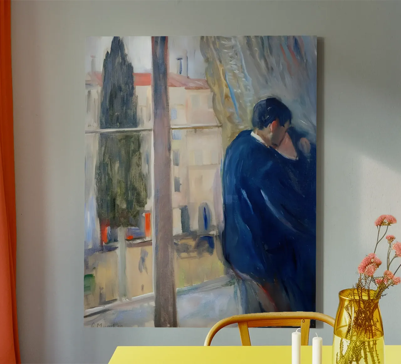 Il bacio di Munch (1892) - Coppia espressionista abbracciata tela con Cornice a cassetta da NorwesClub