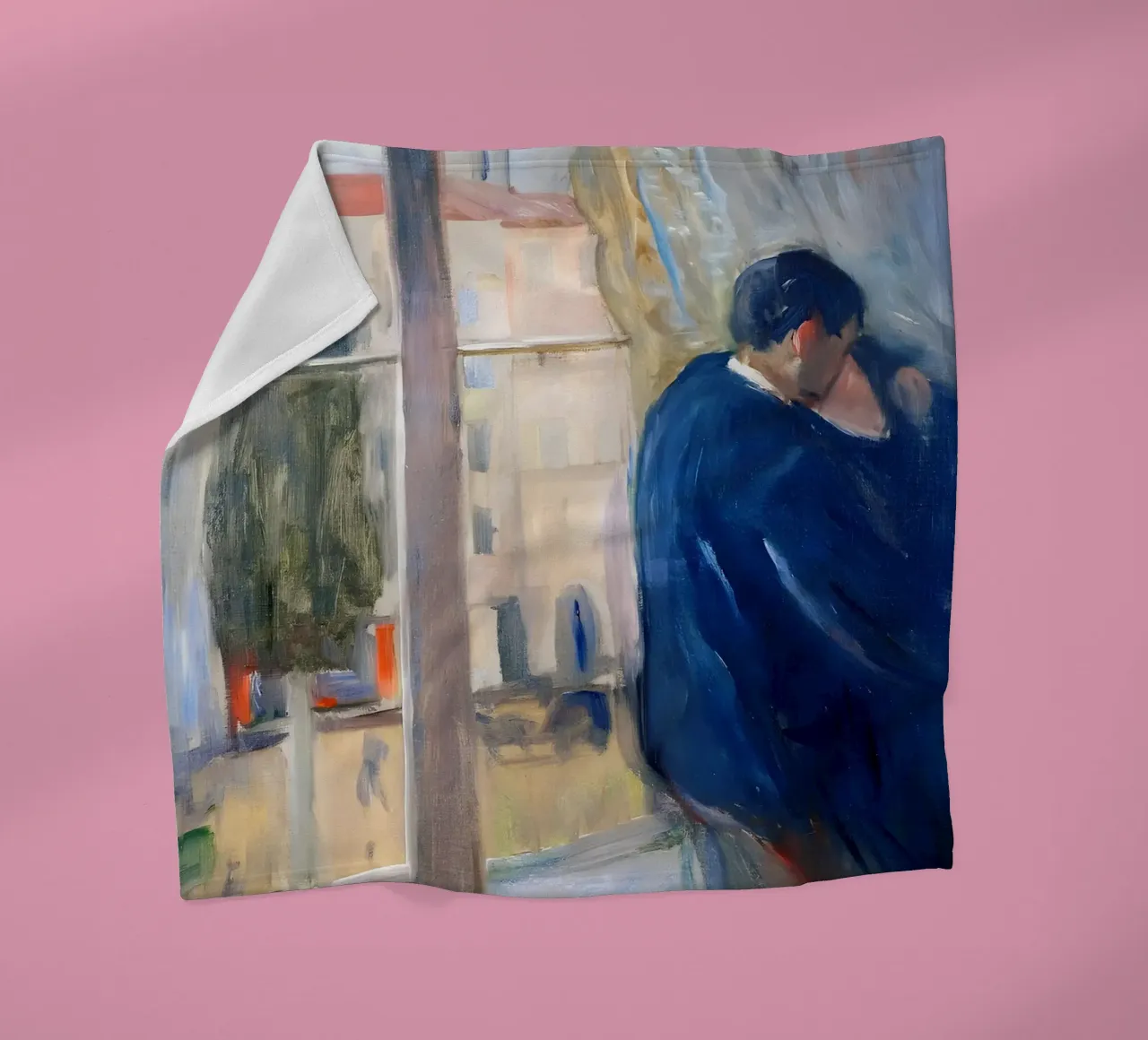 Il bacio di Munch (1892) - Coppia espressionista abbracciata coperta in pile da NorwesClub