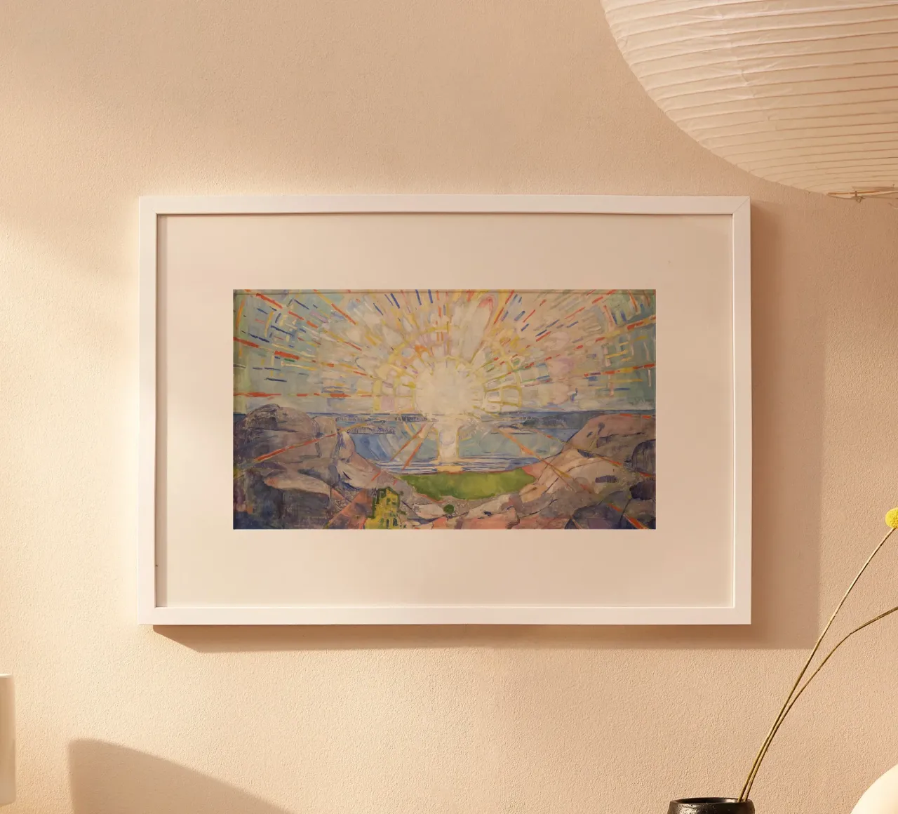 Il sole di Munch (Solen) - Un radioso paesaggio espressionista poster con telaio in alluminio da NorwesClub