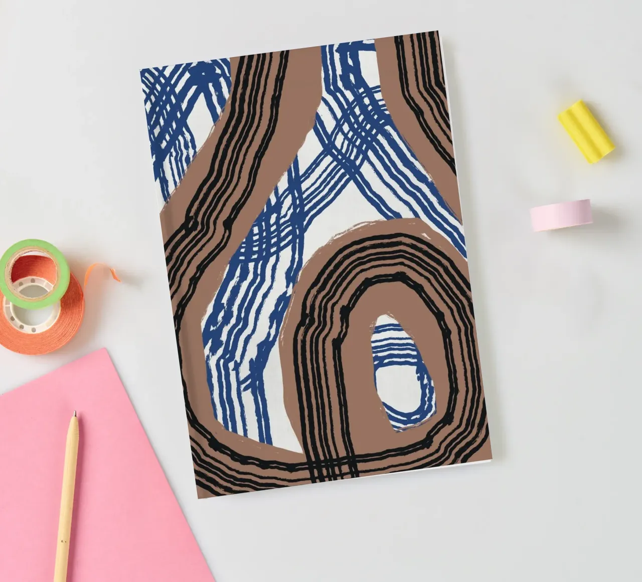 Linienabstraktion 03 Notizbuch von Little Dean