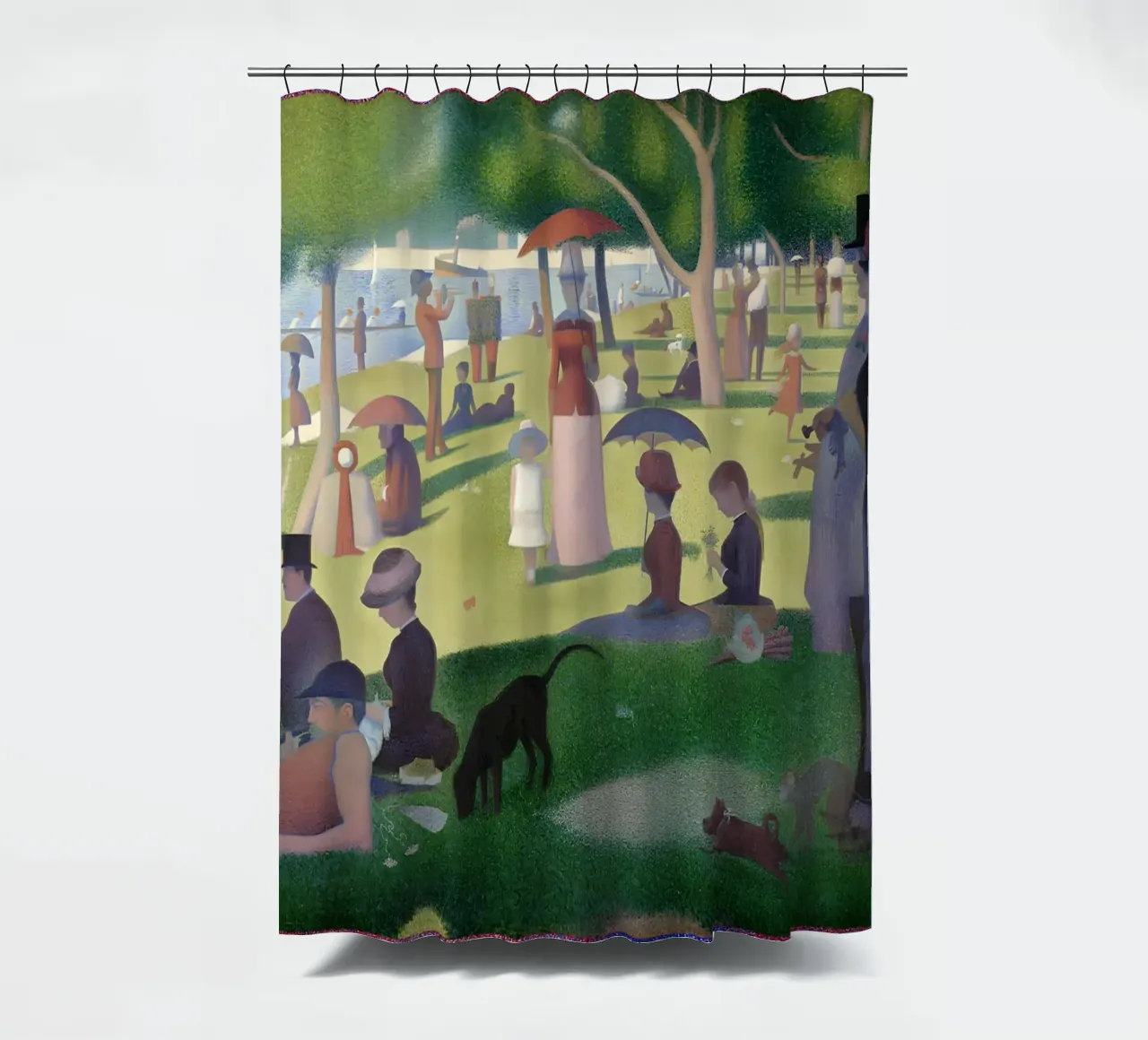 Seurat's La Grande Jatte - Pointillist Parisian Scene shower curtain by NorwesClub