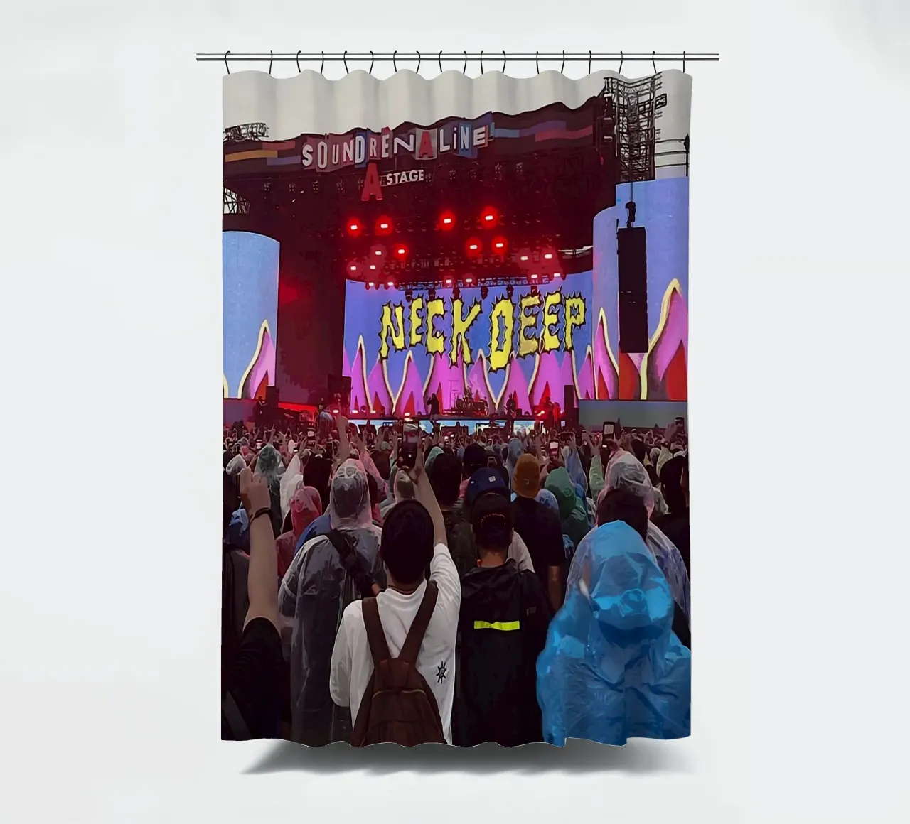 Neck Deep band shower curtain by vanhesling
