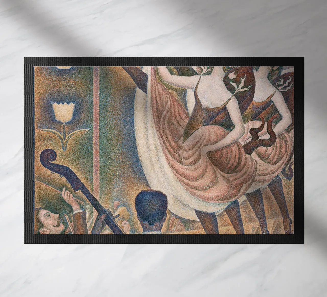 Seurat's Le Chahut - Dynamic Pointillist Cabaret Art doormat by NorwesClub