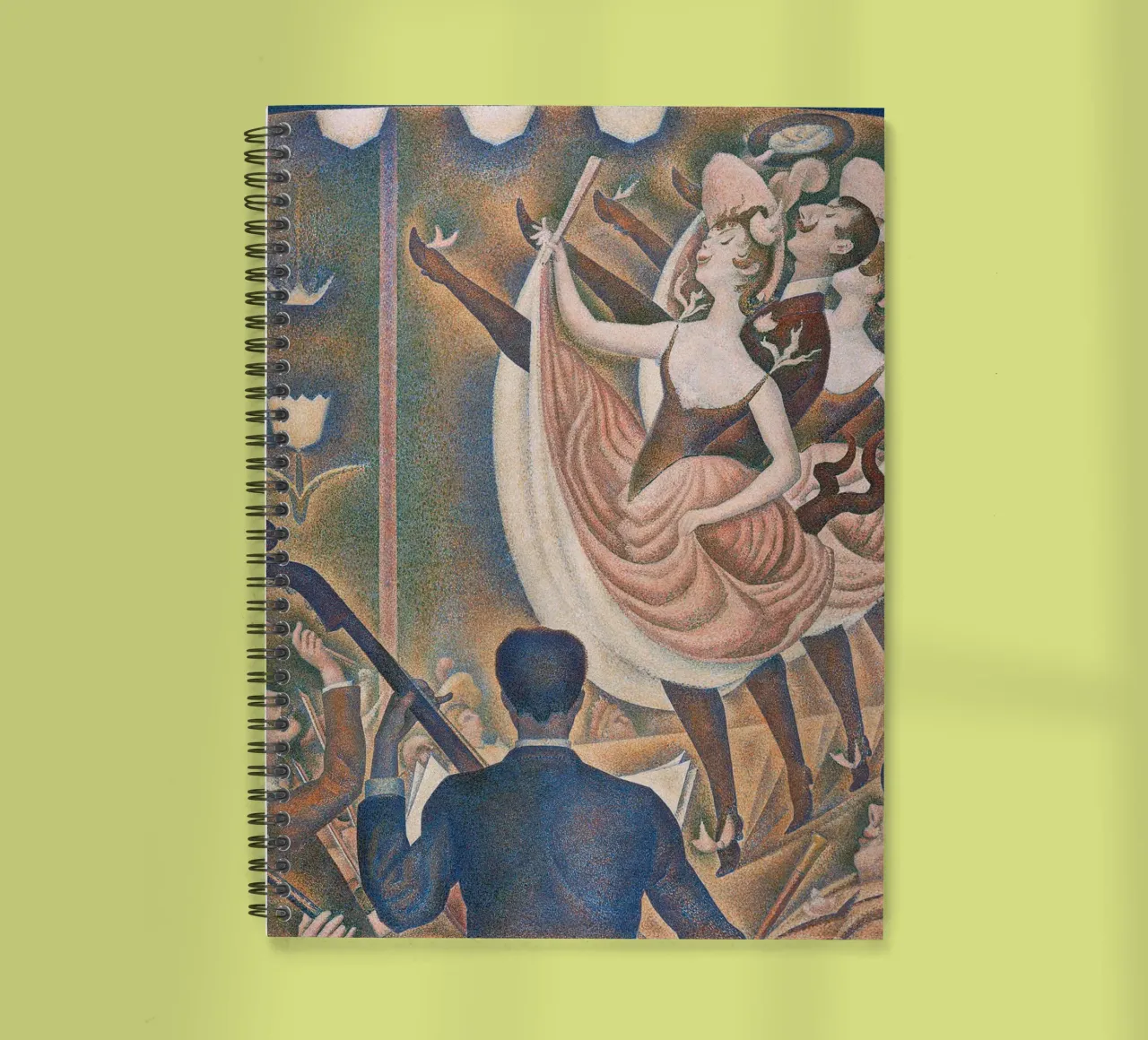Seurat's Le Chahut - Dynamic Pointillist Cabaret Art spiral notebook by NorwesClub