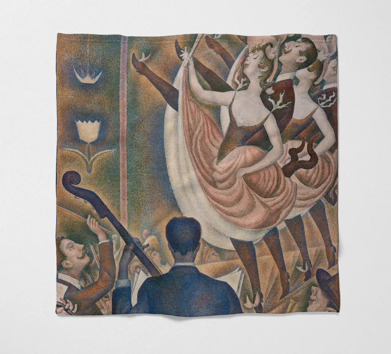 Seurat's Le Chahut - Dynamic Pointillist Cabaret Art fleece blanket by NorwesClub