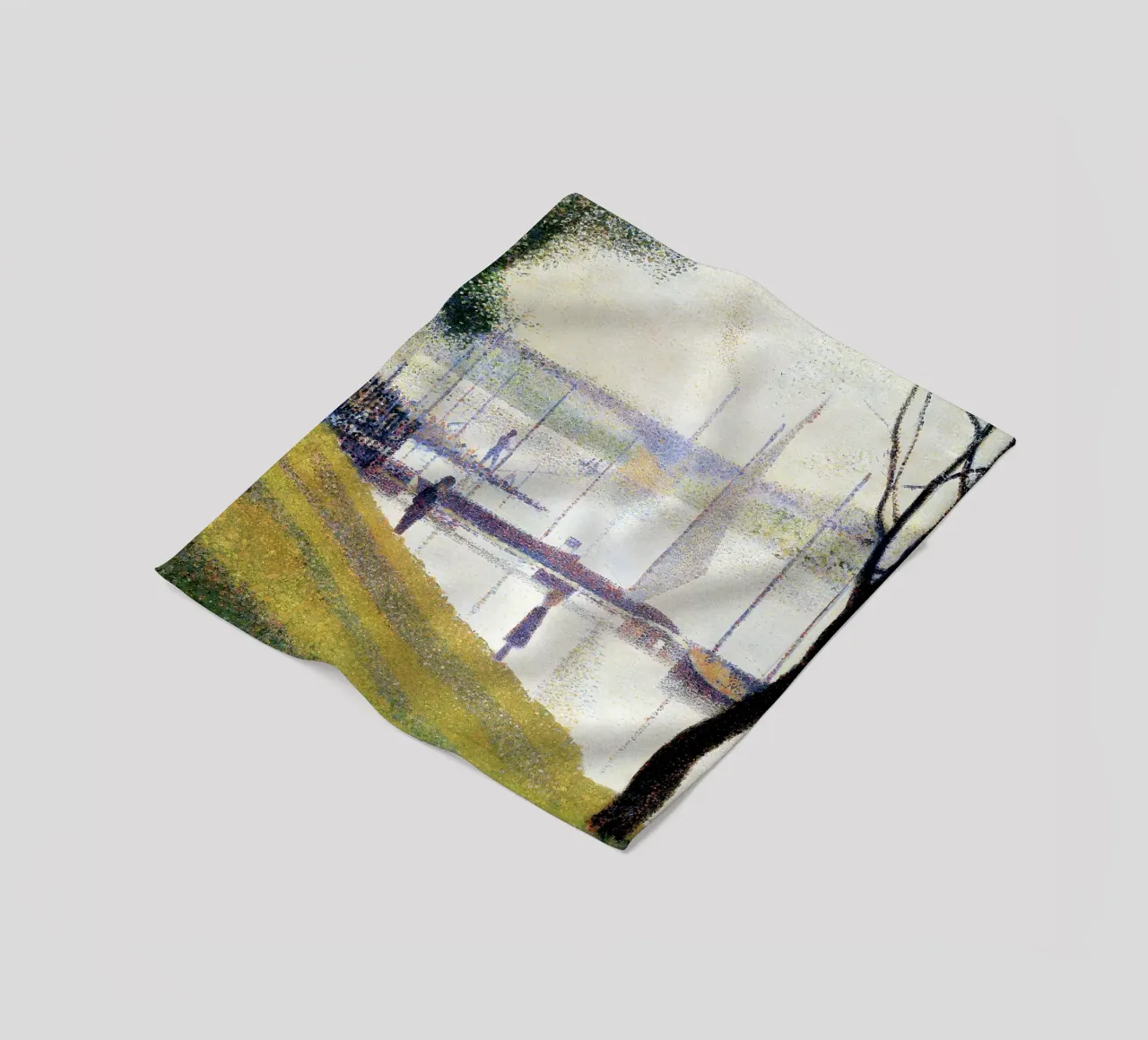 Seurat's The Seine at Courbevoie - Pointillist Landscape fleece blanket by NorwesClub