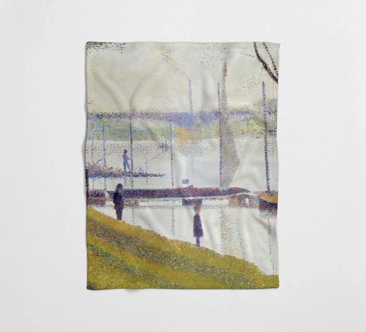 Seurat's The Seine at Courbevoie - Pointillist Landscape fleece blanket by NorwesClub