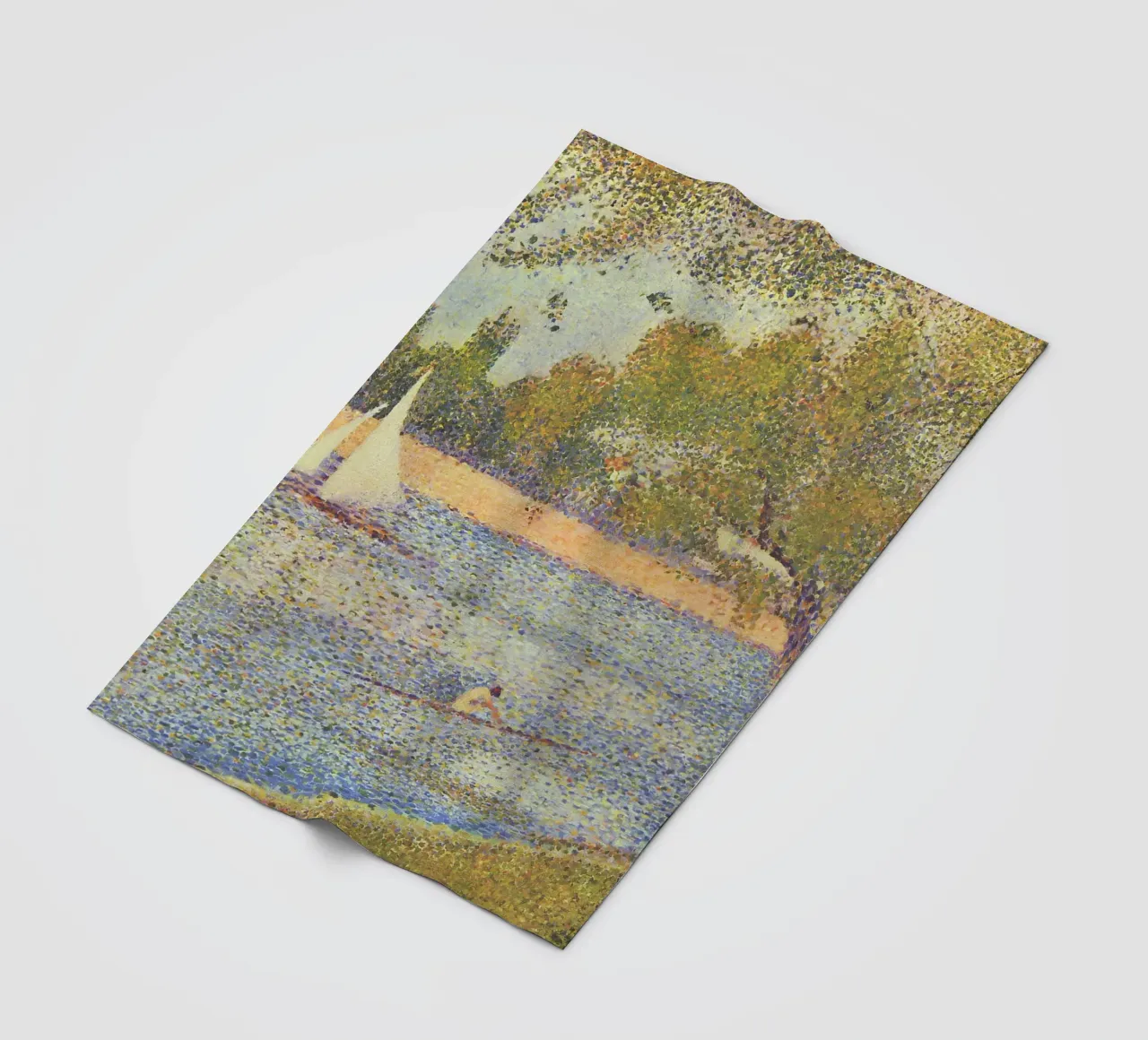 Seurats Segelboot & Skiff - Pointillistische Flussszene Fleecedecke von NorwesClub